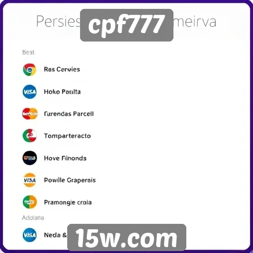 Métodos de pagamento disponíveis no cpf777